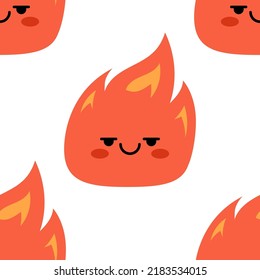 A simple pattern with cartoon kawaii monsters. Cute orange fire characters. Children's print for fabric, packaging, wallpaper, interior. 