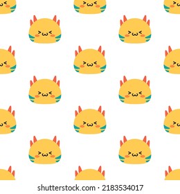 A simple pattern with cartoon kawaii monsters. Cute yellow characters. Children's print for fabric, packaging, wallpaper, interior. 