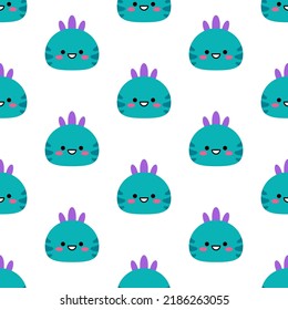 A simple pattern with cartoon kawaii monsters. Cute green characters. Children's print for fabric, packaging, wallpaper, interior. 
