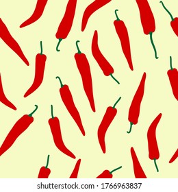 A simple pattern for Chile peppers. A yellow background, and small chili peppers. The print is well suited for textiles, Wallpaper and packaging.