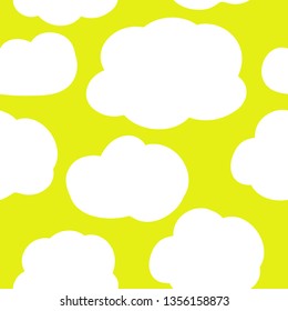 A simple pattern of clouds . Bright yellow background , cute white clouds . The print is well suited for banner, postcard,Wallpaper,textiles and packaging.