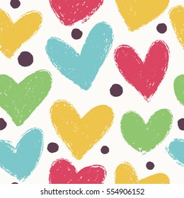 Simple pattern with colorful hearts. Seamless background for your design.