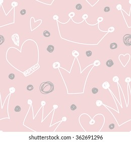 Simple pattern with crowns. Concept of children's drawings. 