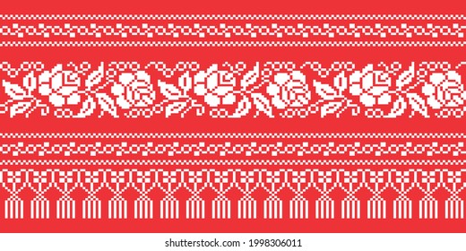 simple pattern design fabric motif, for weaving or knitting. with motifs such as flowers.