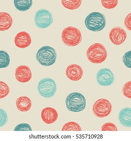 Simple pattern with dots on a beige background. Vintage style.