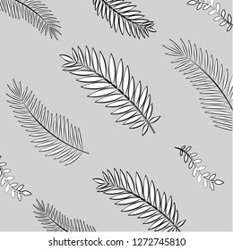 Simple pattern exotic tropical leaves. Vector illustration