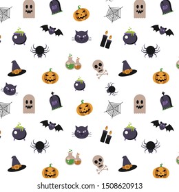 Simple pattern flat halloween elements vector