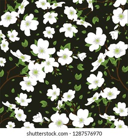 Simple pattern flowers, leaves print, hand drawn pencil vector illustration. Spring print