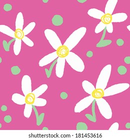 Simple pattern with flowers on a bright background for your design.