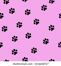 A simple pattern of footprints. Pink background,funny animal tracks. The print is well suited for Wallpaper,postcards,textiles and banners.