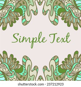 Simple pattern frame.Vector abstract floral B&W patter.Green colors