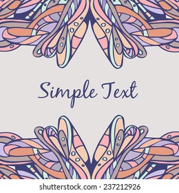 Simple pattern frame.Vector abstract floral B&W patter.Purple color
