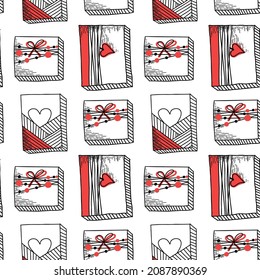 a simple pattern with gifts in doodle style for fabric, wrapping paper. for new year, valentine's day, birthday