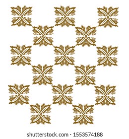 simple pattern gold brown of floral on white background. 