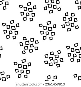 Simple pattern with hand drawn doodle squares. Seamless vector minimalistic pattern on white background. Doodle print