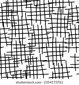 Simple pattern with hand drawn scribble grid. Seamless vector minimalistic pattern on white background. Doodle print