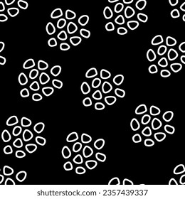 Simple pattern with hand drawn scribble circles. Seamless vector minimalistic pattern on black background. Doodle print