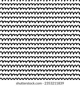 Simple pattern with hand drawn scribbled waves. Seamless vector minimalistic pattern on white background. Doodle print