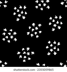 Simple pattern with hand drawn scribbles. Seamless vector minimalistic pattern on black background. Doodle print