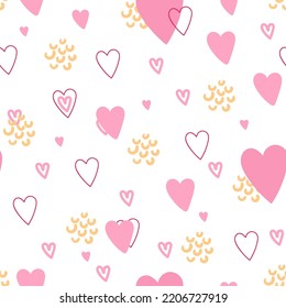 simple pattern with hearts. Childish seamless pattern for fabric, paper, wrapping, clothing, textile, wallpaper. Vector illustration