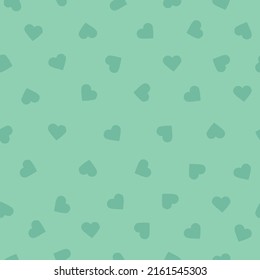 A simple pattern of hearts . little green hearts. light green background. Fashionable print for textiles, wallpaper and packaging.