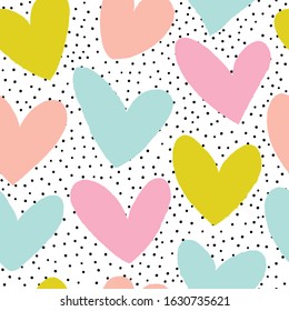 Simple pattern with hearts in pastel colors.
