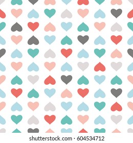 Simple pattern with hearts in pastel colors.
