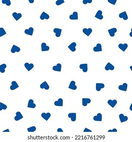 a simple pattern of hearts. small blue hearts. white  background. Fashionable cute print for children's textiles, wallpaper and packaging.
