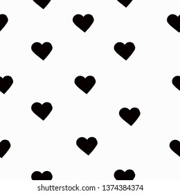 A simple pattern of hearts. White background,black hearts. The print is well suited for textiles,banners,postcards and Wallpapers.