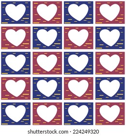 Simple pattern of hearts within, editable vector background for design.