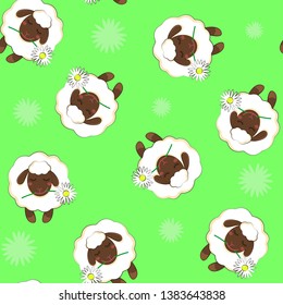 Simple pattern with the image of a sheep. Seamless background. vector.