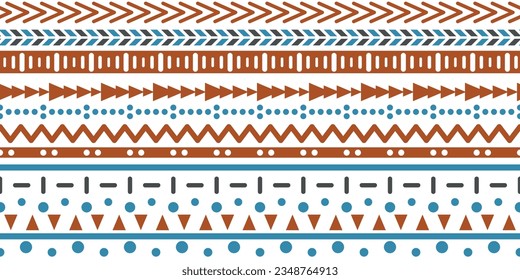 Un patrón simple inspirado en motivos étnicos. Para almohadas, tela, fondo, embalaje, papel pintado.