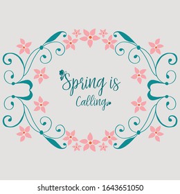 Simple pattern of leaf and floral frame, for spring calling greeting card template design. Vector
