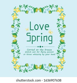 Simple pattern of leaf and flower frame, for antique love spring greeting card wallpaper decor. Vector