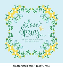 Simple pattern of leaf and flower frame, for antique love spring greeting card wallpaper decor. Vector