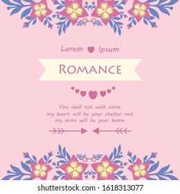 Simple pattern of Leaf and pink wreath frame, for romantic greeting card design. Vector