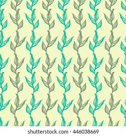 Simple pattern with leaves. Decorative background with repeating elements. Endless texture. 