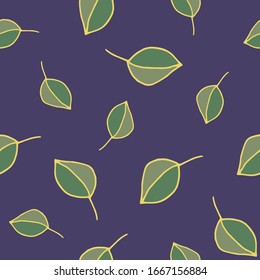 A simple pattern of leaves with a stroke in a cartoon style. Beautiful seamless doodle pattern with leaves sketch. Design background cards and invitations to the wedding, birthday, mother's day and