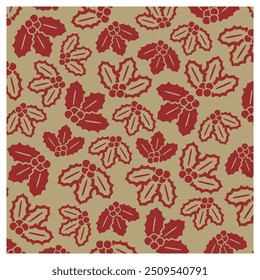 Simple pattern of many holly leaves