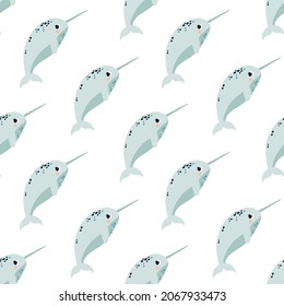 A simple pattern with narwhals. Vector print
