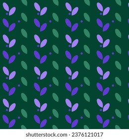 simple pattern on emerald background purple leaves