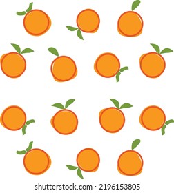 einfache, orangefarbene Mustergrafik. Nahtlos handgezeichnet, orange und blatt. Cute Vektorgrafik
