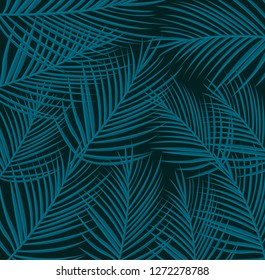 Simple pattern palm leaf vector illustration.  Summer print with jungle background. 2019