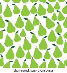 A simple pattern of pear. White background, ripe green pears. The print is well suited for textiles, Wallpaper and packaging.