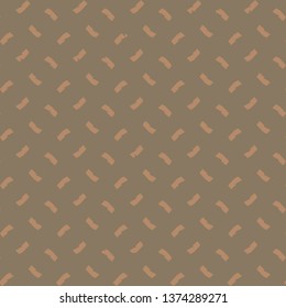 Simple pattern with pieces of thick line. Decorative geometric background in tones of brown and beige. Textile. Wallpaper. Tile. Vector illustration.