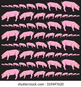 Simple  pattern pigs. Pigs background. Vector illustration