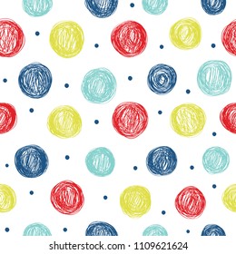 Simple pattern with polka dots in bright colors.