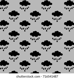 Simple pattern with raining clouds. Vector