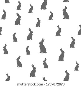simple pattern silhouette of a gray bunny 