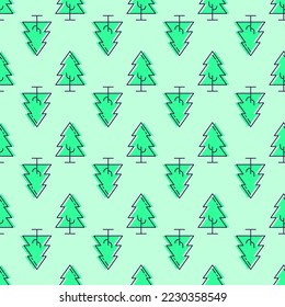 Simple pattern of spruce on light green background. Vibrant image perfect for web sites, wrapping, textile, postcards, wallpapers. Nature concept 